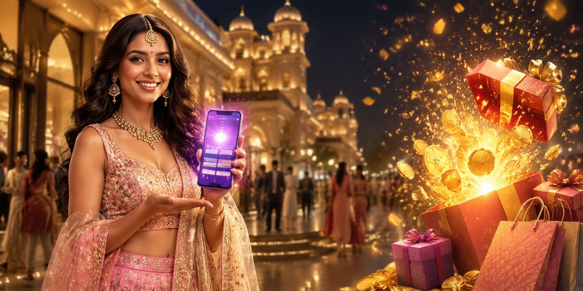Indian casino app customer playing in vibrant Bollywood setting